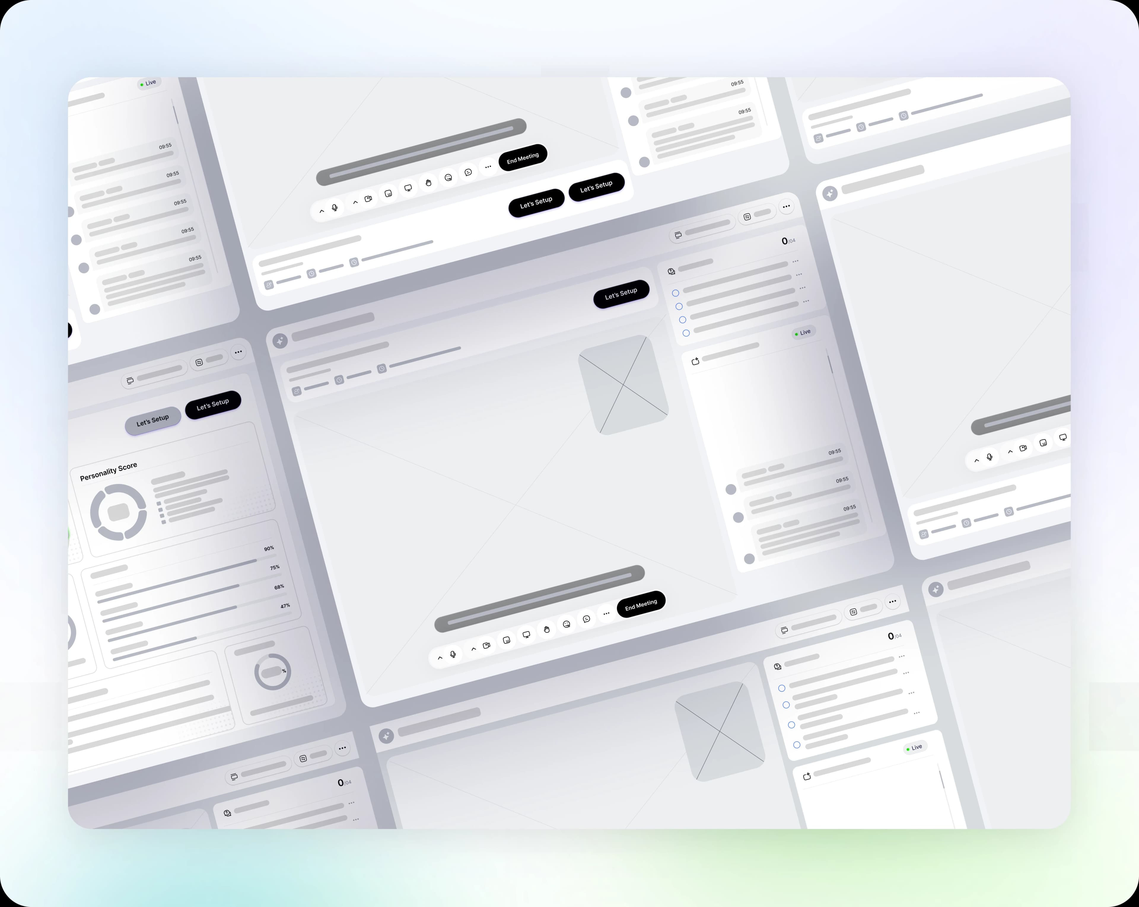 HIREAI low-fidelity interview wireframes