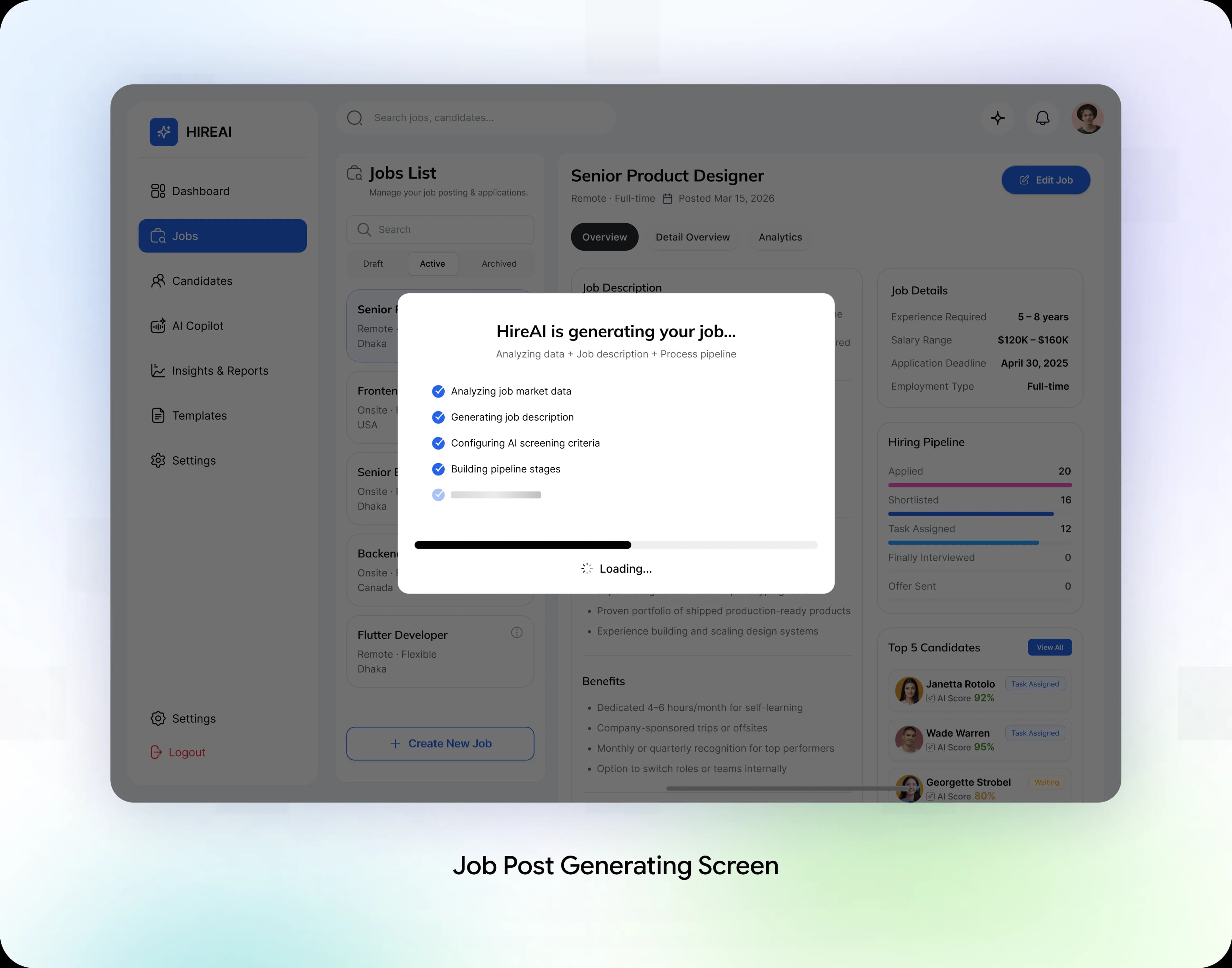 HIREAI job generation progress