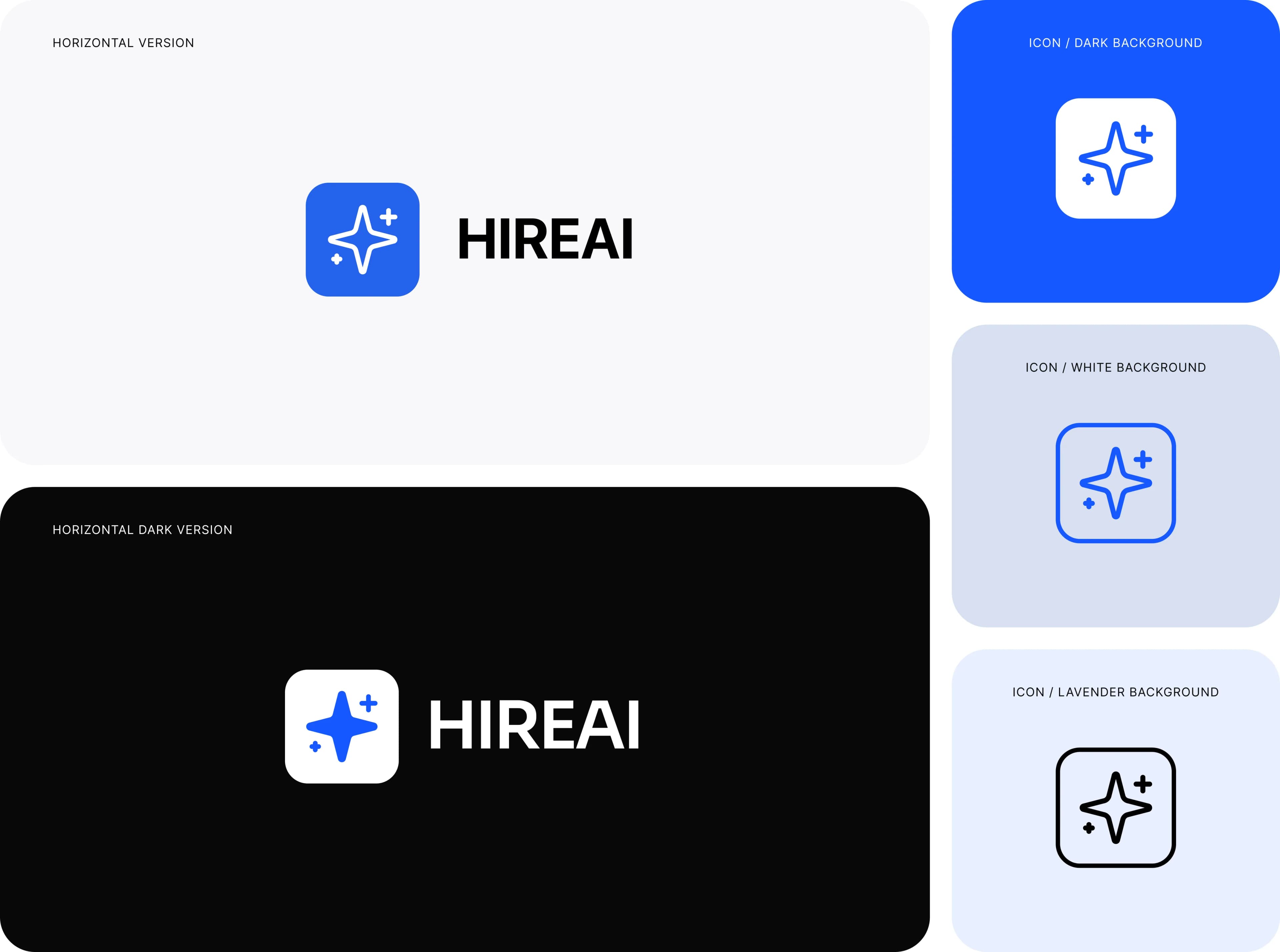 HIREAI logo formation and brand applications