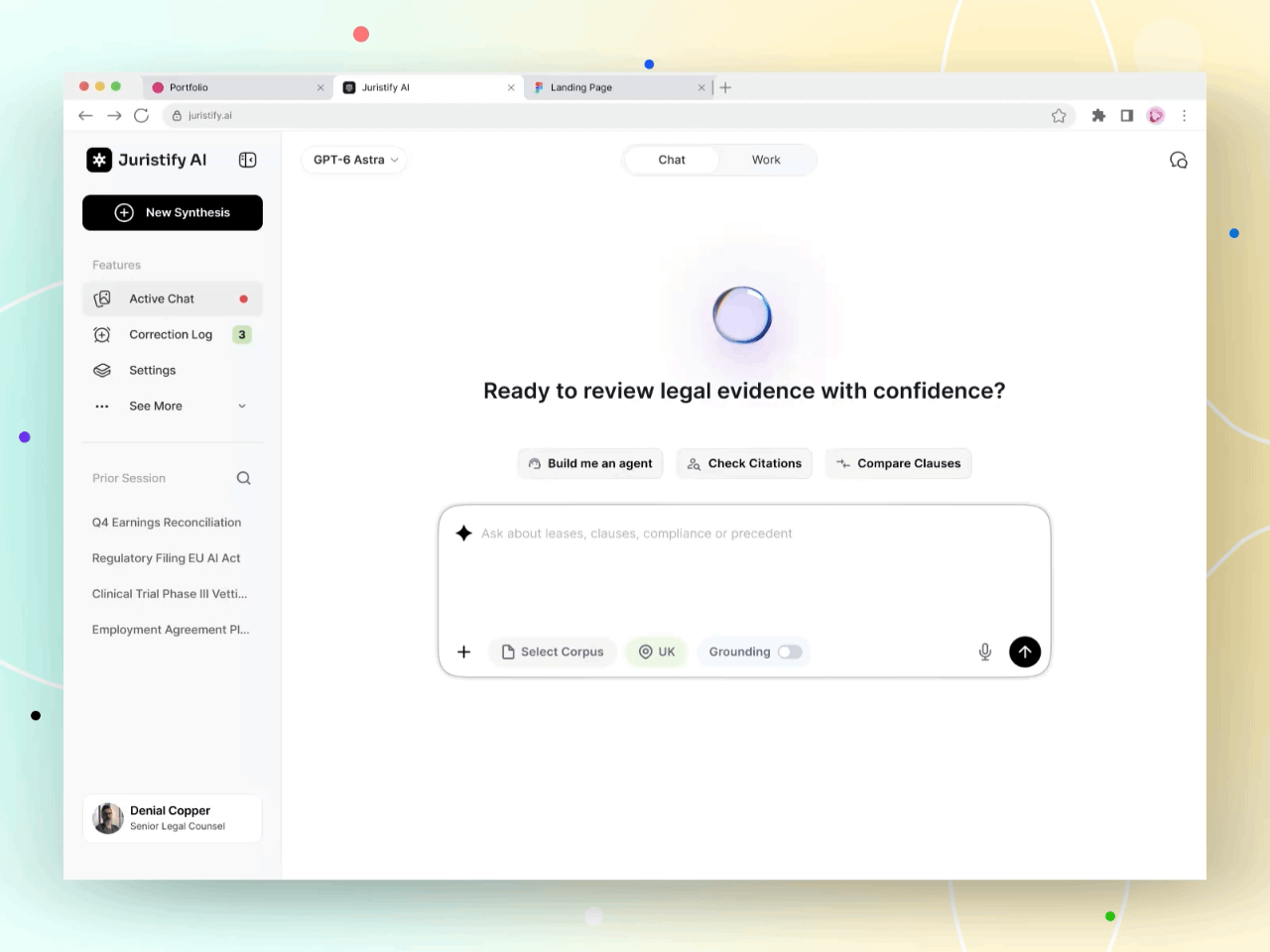 Juristify AI legal research workspace